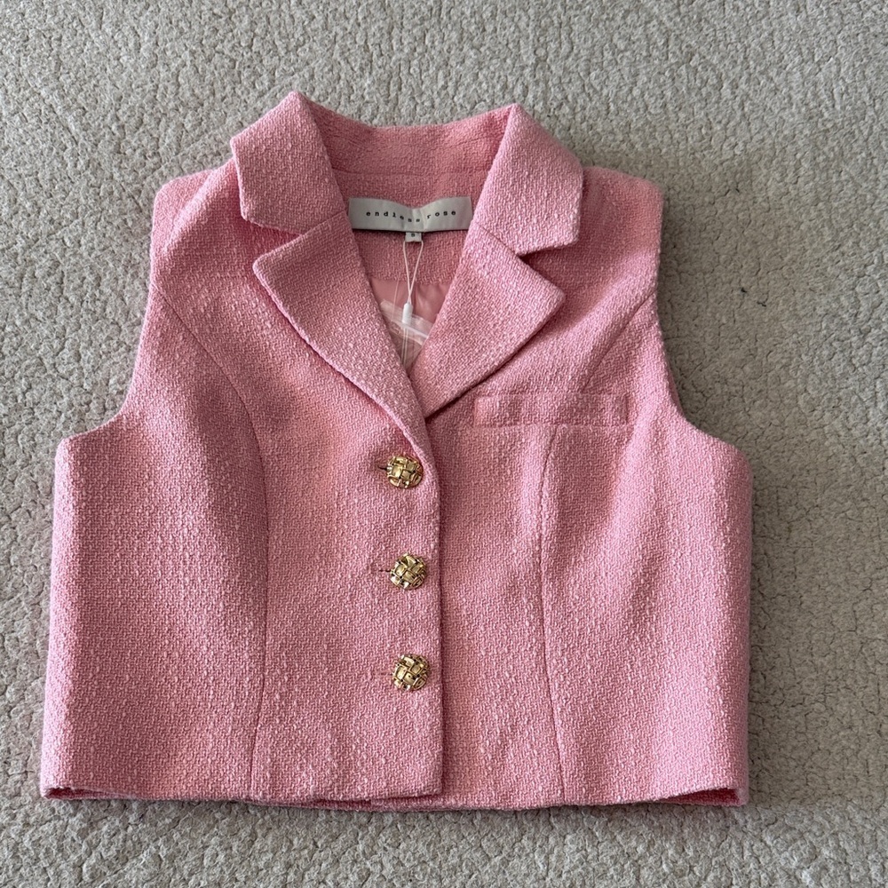 Endless Rose Pink Textured Vest Small New